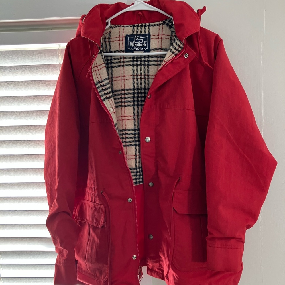Woolrich Vibrant Red Jacket with Plaid Interior tagged XL